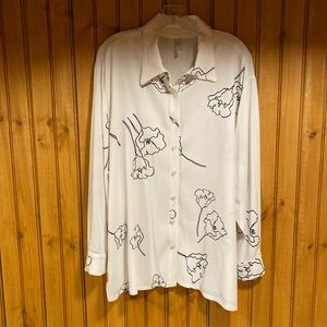 Rachel Pally White and Black Crepe Blouse